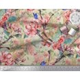 thumbnail image 2 of Soimoi Orange Polyester Crepe Fabric Insect,Peach & Pink Floral Decor Fabric Printed BTY 52 Inch Wide, 2 of 3