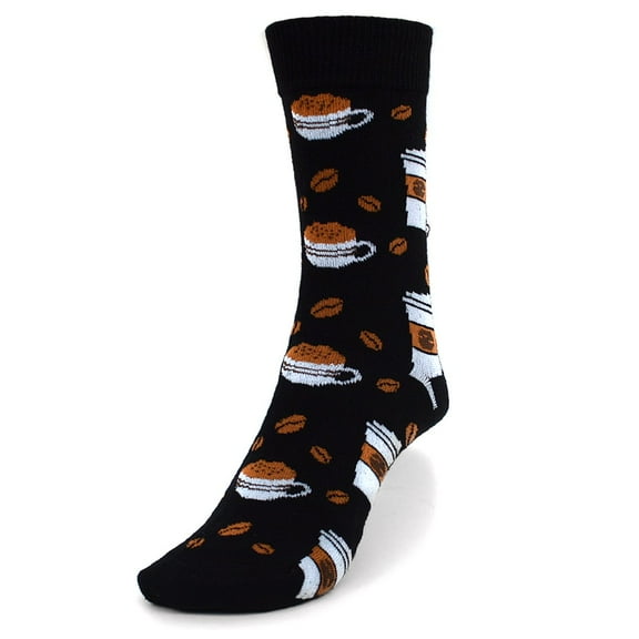 Urban-Peacock Women's Novelty Fun Crew Socks for Dress or Casual - Coffee - Black, 1 Pair