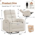 thumbnail image 4 of Aemeios Manual Swivel Rocker Recliner Chair, Corduroy Nursery Chair for Living Room, White, 4 of 6