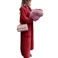 thumbnail image 1 of Suéter de punto con solapa de invierno para mujer, jersey de punto largo de talla grande y color liso con collage, 1 of 6