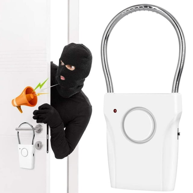 Dsseng Alarme de Poignée de Porte 110dB Alarme de Sécurité avec 3 Réglages Réglables Équipement d'Alarme Portable à Piles pour Maison Voyage Hôtel Appartement Sécurité