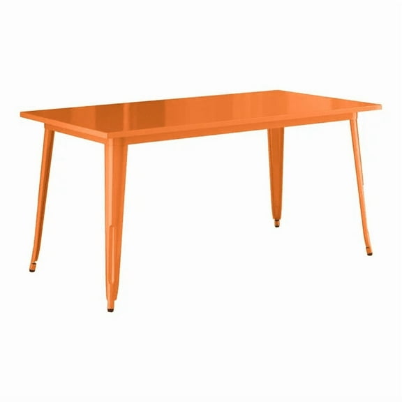 32'' X 63" Rectangular Orange Metal Restaurant Patio Dining Table For Indoor or Outdoor Use