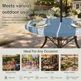 thumbnail image 6 of Round Outdoor Tablecloth with Umbrella Hole and Zipper, Vintage Steel Blue Striped Tablecloth with Elastic Waterproof, Farmhouse Modern Stripes Boho Patio Table Covers for 55" - 60" Pool Tables, 6 of 9