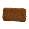 thumbnail image 1 of Bolsa de cosméticos Bolsa de cosméticos Tela de felpa Gran apertura Organizador de maquillaje multiusos Neceser para viajar Accesorios para el cabello Marron oscuro Yinane Estuche de maquillaje de viaje, 1 of 8