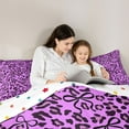thumbnail image 5 of jejeloiu Cute Cartoon Bowknot Full Size Comforter Sets,Jungle Animal Cheetah Bedding Comforter Set,Purple Black Bedding Sets For Adult,Super Cozy Room Decor Reversible,3-Piece, 5 of 8