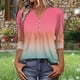thumbnail image 2 of Tops de Verano de Mujer Casual 3/4 Manga Cuello en V Color Sólido Primavera Y Verano Top para Uso Diario Y Fiesta, 2 of 5