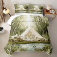 thumbnail image 2 of Erosebridal Jungle Camping Tent Twin Quilt Set for Teens Boys Girls,Rustic Lake Life Twin Coverlet Set, 2 of 7