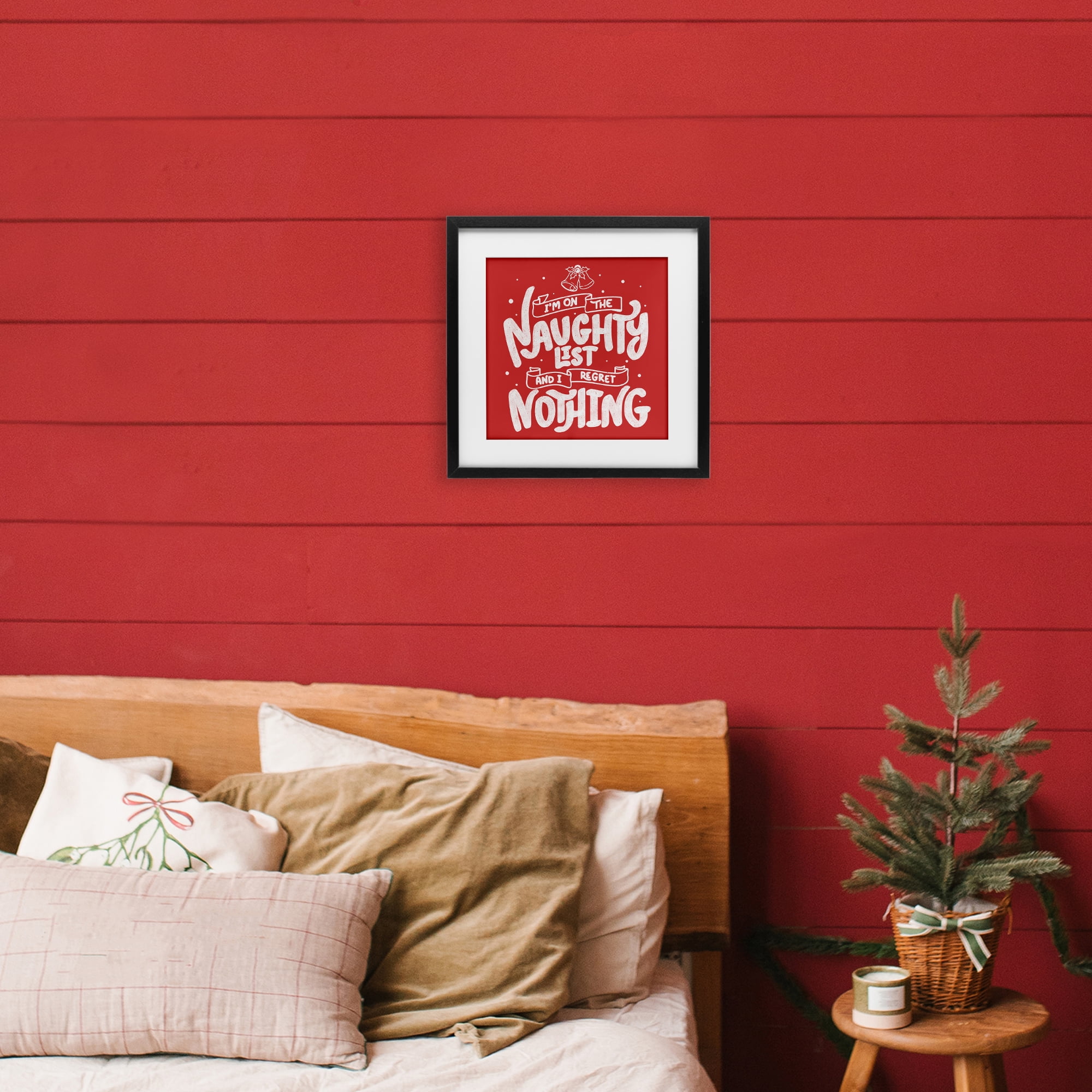 Stupell Industries Naughty List Regret Nothing Black Framed Print Under Glass, design by Tobe Fonseca
