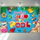 thumbnail image 1 of Banner de fin de curso de 182,88 x 122,9 cm. Telón de fondo para fotografía tropical, despedida de escuela, hola piscina, para interiores, exteriores, jardín, fiestas y decoración del hogar., 1 of 7