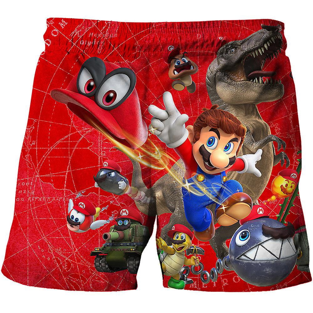 SUPER MARIO Short De Bain, Maillot De Bain Garçon Mario, Maillot Enfant Pour La Plage, Rouge 4-5 Ans