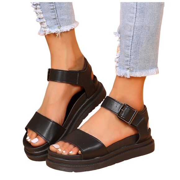 Sandales à Plateforme à Bout Ouvert pour Femmes Confortables Antidérapantes Chaussures de Travail à Enfiler Sandales de Plage avec Soutien de la Voûte Plantaire Noir Taille 9.5