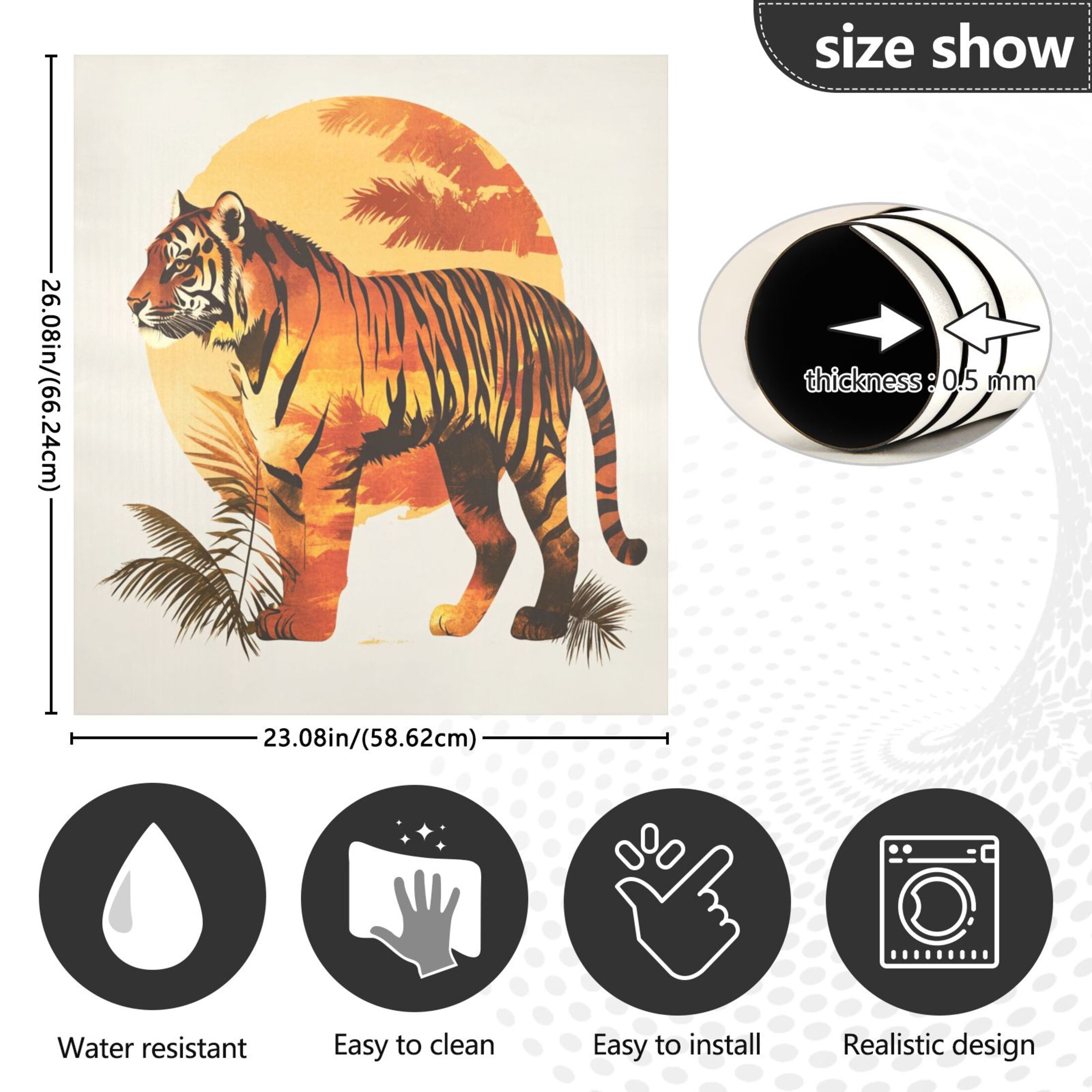 Dishwasher Magnetic Sticker 23x26 Inch Refrigerator Magnetic Sticker Washing Machine Magnetic Sticker Kitchen Panel Magnetic Sticker Home Decor Beautiful Sunset Tiger