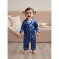 thumbnail image 6 of BemeyourBBs Newborn Baby Girl Boy Silk Satin Pajamas Rompers Kids Long Sleeve Button Down Pjs Infant One Piece Jumpsuit Loungewear Sleepwear, 6 of 10