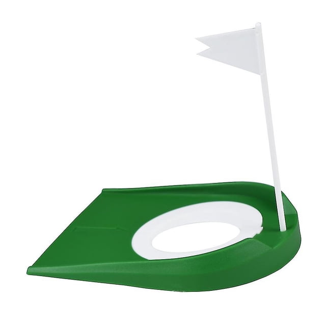 Taza de práctica de golf, ayudas para la práctica de la taza de golf, taza de plástico para hoyos de golf, ajustable con agujero y bandera de golf (1 unidad, verde -t