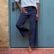 thumbnail image 4 of Pantalones capri de lino de cintura alta y pierna ancha para mujer - Pantalones casuales de negocios con bolsillos - Lisos/estampados, S-2XL, 4 of 8