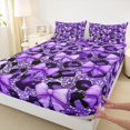 thumbnail image 3 of Manfei Cartoon Princess Bowknot Bed Sheets for Teens, Black Purple Ribbon King Sheets, Romantic Leopard Print Sheet Set, Breathable Home Decor, 4-Piece, 3 of 7
