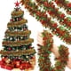 thumbnail image 1 of Guirnalda navideña de ratán con detalles metálicos | Corona colgante brillante para árbol, barandilla de escalera o pasamanos, 1 of 6