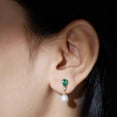 thumbnail image 3 of Rosec Jewels Freshwater Pearl Drop Earrings with Lab Grown Emerald and Moissanite - AAA Grade, 14K Yellow Gold, 3 of 7