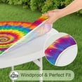 thumbnail image 5 of Rainbow Tie Dye Spiral Dot Pattern Round Fitted Tablecloth with Elastic Edge,Dining Table Cover Waterproof,Outdoor Round Tablecloth for Camping,Dining,Indoor and Outdoor, 5 of 7