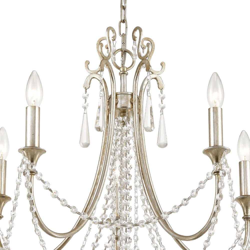 ARC-1905-SA-CL-MWP Crystorama Lighting Arcadia - 5 Light Chandelier-Hand Cut Crystal Type-Antique Silver Finish   -Traditional Installation