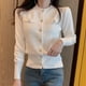 thumbnail image 1 of Cárdigans de manga larga para mujer, suéter de punto, abrigo corto informal de un solo pecho, Tops coreanos ajustados y elegantes para mujer 2024, 1 of 4