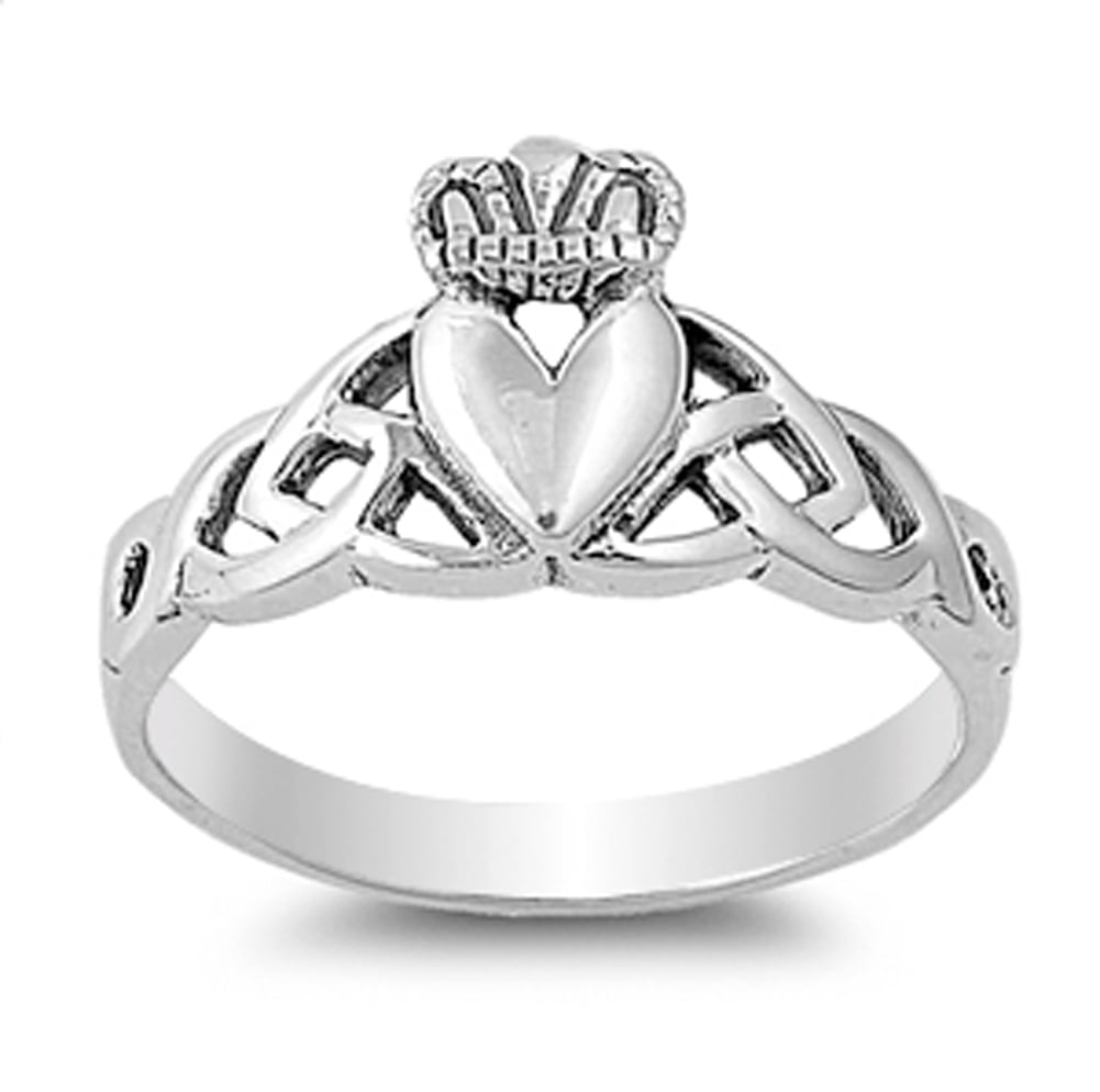 Claddagh Heart Friendship Wedding Ring New .925 Sterling Silver Band Sizes 4-10