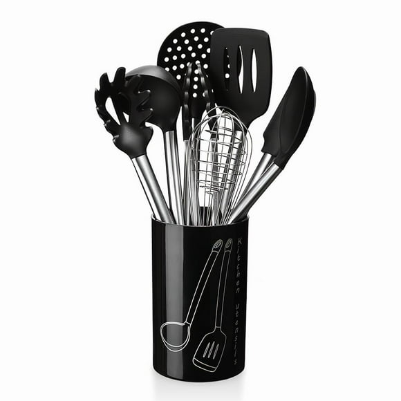 Amdohai Kitchen Utensils Set 8Pcs Silicone Non-stick Barreled Cooking Utensils Stainless