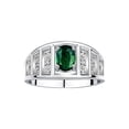 thumbnail image 1 of RYLOS Rings for Women Sterling Silver Ring Classic Style 7X5MM Oval Gemstone &  Diamond Ring September Green Sapphire Jewelry Size 10, 1 of 7