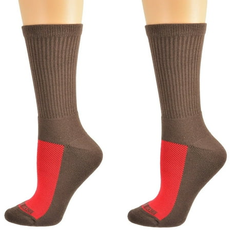 

Sierra Socks #1 Womens Cotton Athletic Crew Cushioned 2 Pair Pack Sport Socks No Blisters SWMCC 4007 (Sock Size 9-11 Shoe Size 6-10 Shitake)
