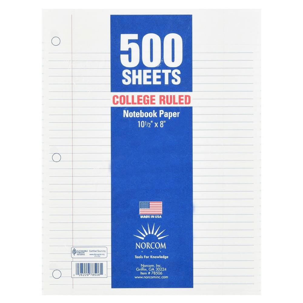 Filler Paper, College Ruled, 500 Pages, 8" x 10.5", 78506