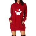 thumbnail image 1 of Vestido de sudadera con capucha de manga larga con estampado de corazón de amor del día de San Valentín para mujer Pompotops  hdfakjf2064, 1 of 6