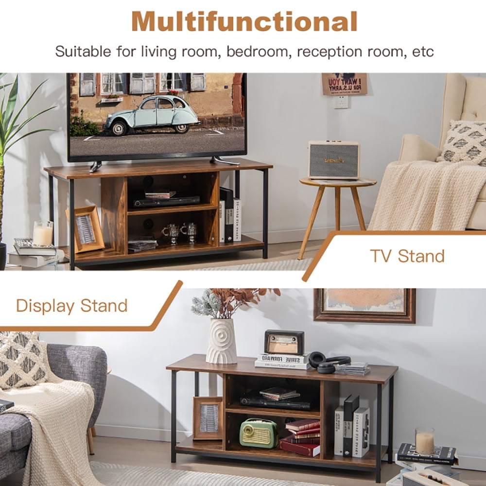 Finihen TV Stand, TV Cabinet, Mid-Century TV stand Media Console Table with Adjustable Shelf, for Living Room, Bedroom, Rustic Brown