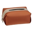 thumbnail image 3 of Bolsa de Tejido Macarena de cuero PU contenedor a prueba de polvo servilletero plegable para decoración del hogar mostrador oficina mesa marrón, 3 of 8