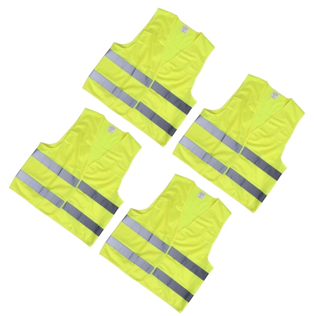 Chaleco de seguridad para automóvil, chaleco de seguridad amarillo neón de seguridad de alta visibilidad de 4 piezas Chaleco de seguridad construido para el futuro