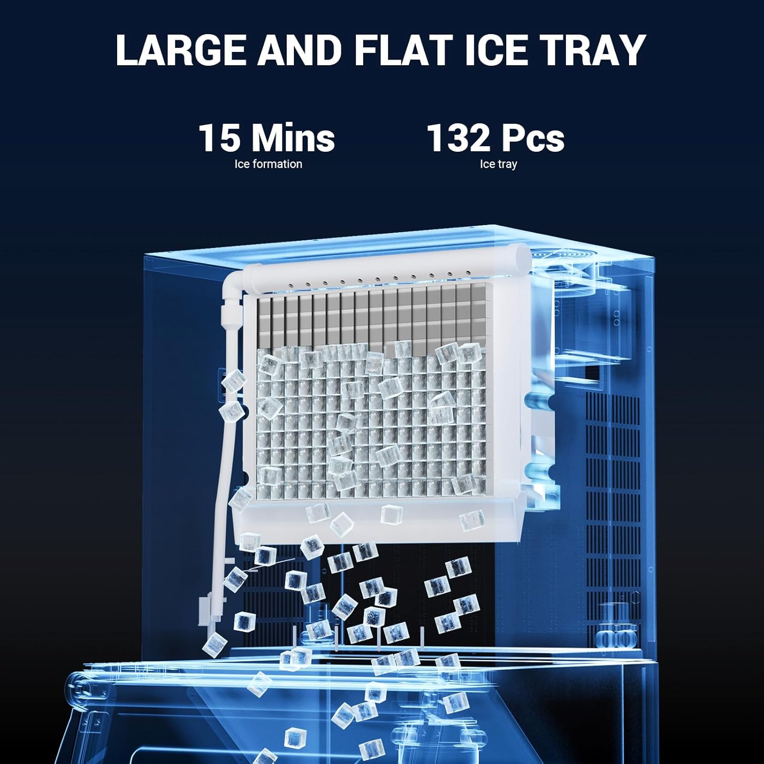 Professional Undercounter Ice Machine - 500Lbs/24H Output, 45Lbs Storage Capacity, Stainless Steel Built-in Design for Commercial Bars & Restaurants