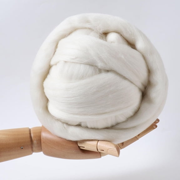 Merino Wool Roving Top for Spinning and Felting - 100% Natural Undyed, Soft Fine Wool for Needle Felting, Knitting, Dyeing (5.3oz)