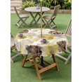 thumbnail image 4 of Outdoor Tablecloths with Umbrella Hole & Zipper, Yellow Ombre Spring Floral Round Tablecloths 60 Inch, Summer Botanical Flowers Waterproof Table Cloth, Patio/Pool/Picnic Table Covers, 4 of 8