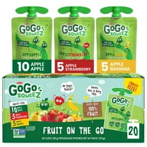 GoGo squeeZ Applesauce and Fruit Puree, Apple Apple, Apple Banana, and Apple Strawberry Snack Pouches Variety Pack, 3.2 oz, 20 Pack