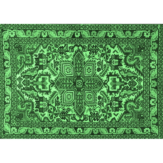 Ahgly Company Indoor Rectangle Persian Emerald Green Traditional Area Rugs, 3' x 5'
