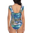 thumbnail image 6 of Yiaed Christmas Tree Print Women's Ruffled One Piece Swimsuit V Neck Swimwear Slimming Monokini for Woman-XX-Large, 6 of 8
