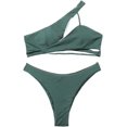 thumbnail image 1 of Womens Shoulder High Waist Bkini Set 2Pieces Swimsuit Tummys Control Bathing Suit, 1 of 8