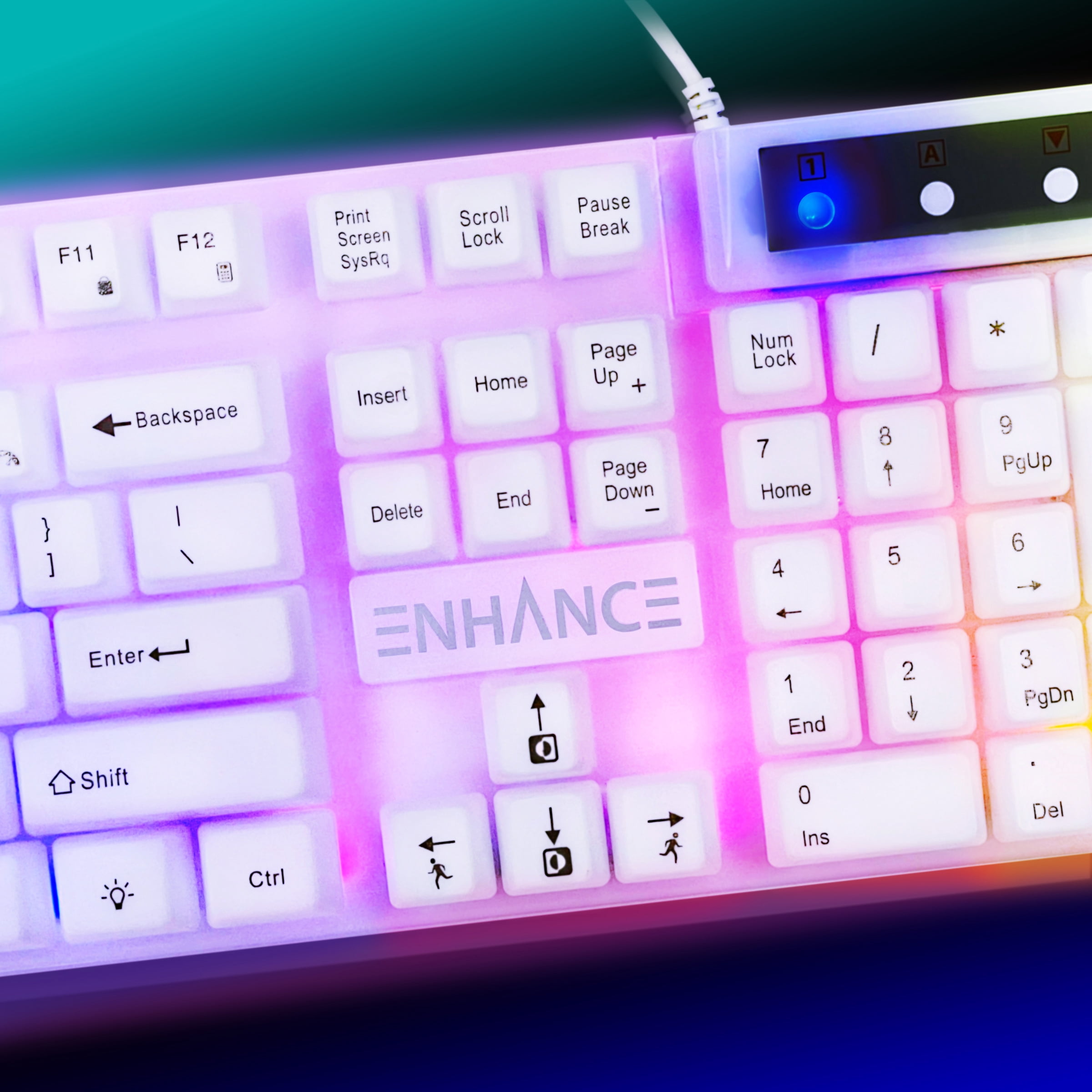 ENHANCE Theorem 3 White Keyboard - Gaming Keyboard with a White Design, Mechanical Feeling Keyboard