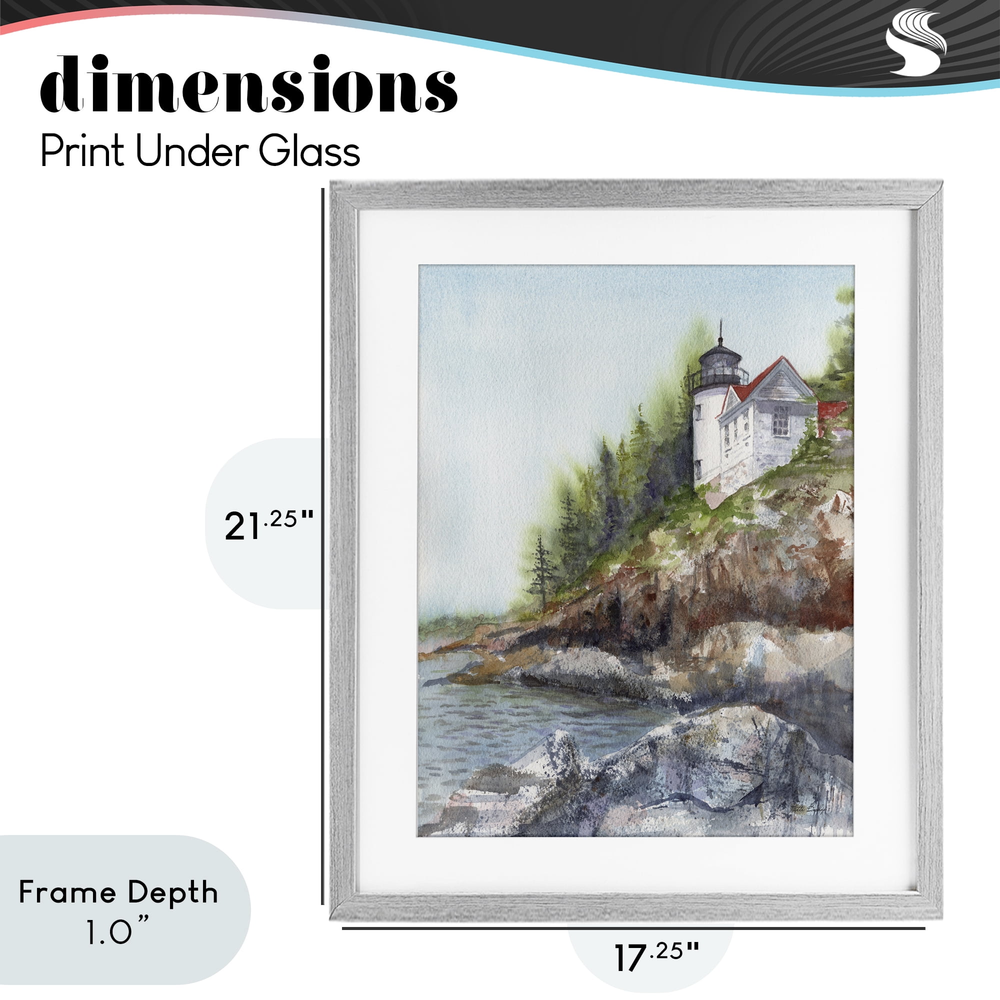 Stupell Industries Bass Harbor Lighthouse Gray Framed Print Under Glass, design by Patti Bishop