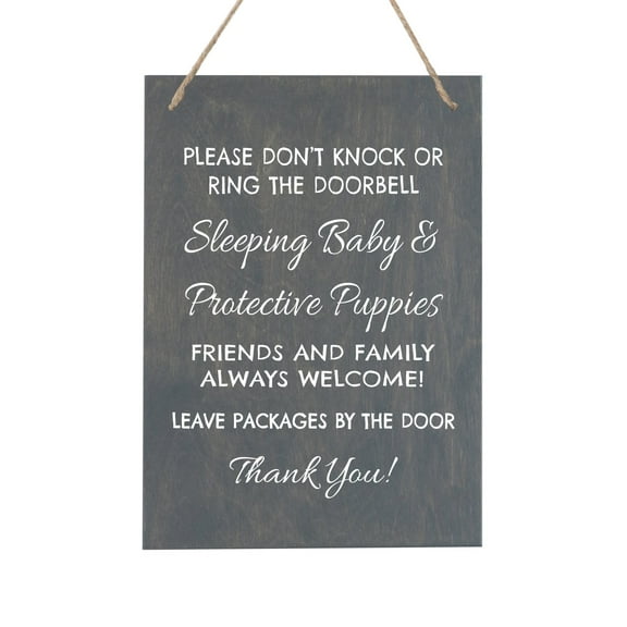 LifeSong Milestones Sleeping Baby Rope Sign for Front Door - Friends and Family