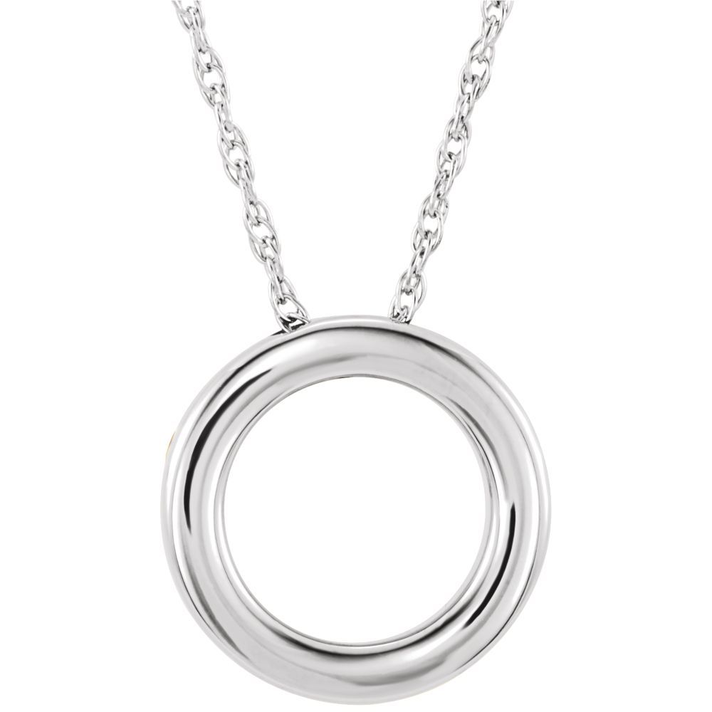 Jewelry 14k White Gold 18x15mm Polished 18 Inch Circle Necklace 3.9 Grams