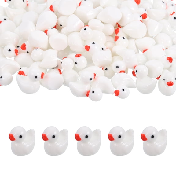 Mini Resin Ducks, Cute Tiny Ducks to Hide Miniature Figures Bulk Perfect for Dollhouse & Micro Fairy Garden & Landscape & Aquarium & DIY Craft Decor(White, 60pcs)