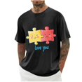 thumbnail image 1 of Camisas de Manga Larga para Hombres Imprimir Casual Cuello Redondo Blusa de Manga Corta, Camisas de Lino para Hombres, 1 of 1