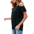 thumbnail image 6 of YouLoveIt Women's T Shirts Twist Knot Tops Cold Shoulder Tops Short Sleeve Twist Knot Front Tunic T Shirt Loose Blouses Tunic T Shirt for Women, 6 of 8