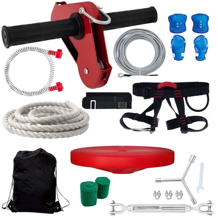 BENTISM Zipline Kit Backyard Zipline Kit 100ft Kids Zipline w/ 250lb Max Capacity
