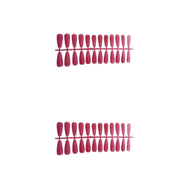 24 Piezas de Uñas Postizas en Polvo Brillante Seitruly Rosa Roja